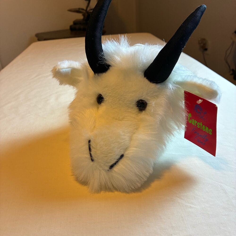 Carstens Friendly Faces Mountain Goat Trophy Mount Plush Hanging Cabin Decor NWT
